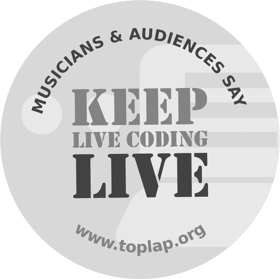 Figure 4.4 ¶ “Keep Live Coding Live” sticker. ¶ Source: Design by Alex McLean.