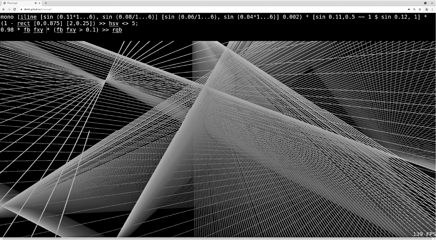 Punctual live coding language. ¶ Image credit: David Ogborn